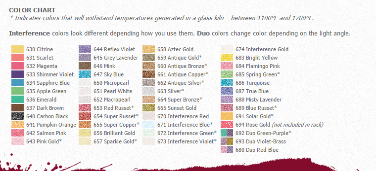 Viva Pearl Pen Color Chart