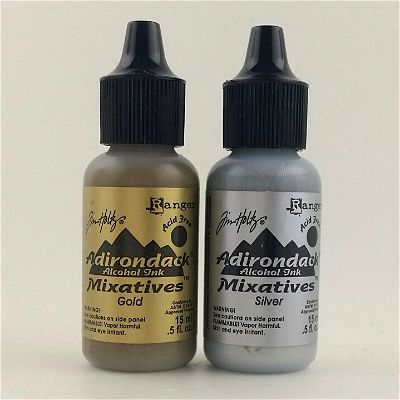 Gold/Silver Mixative Set of Adirondack alcohols Inks by Ranger/Tim Holtz