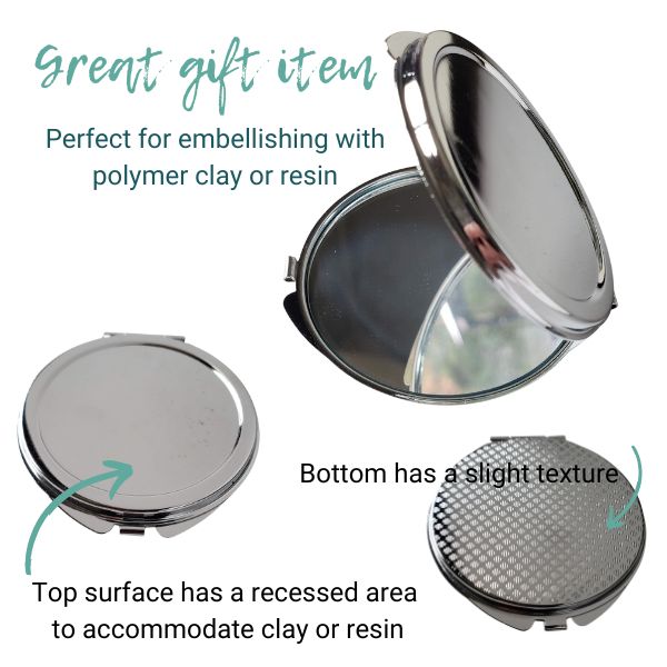 Compact mirror great for embellishing with clay or resin