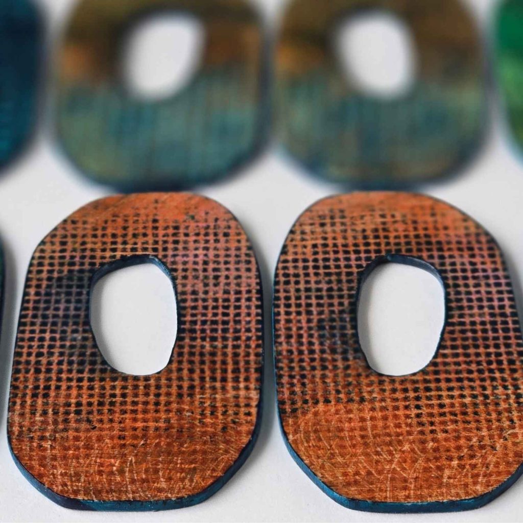 A group of hand painted shapes