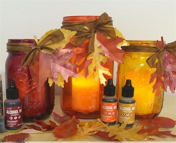 Alcohol inks. Harvest Tablescape by Taylor Huizenga