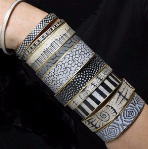Silk Screened Bangles by Louise Fischer Cozzi