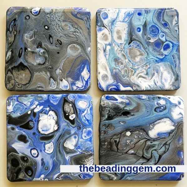 Acrylic Pour on Coaster Blanks by Pearl Blay