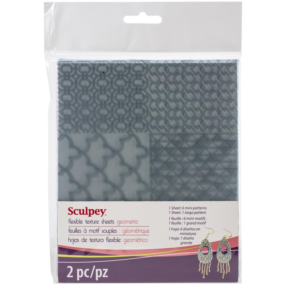  Sculpey Tools Geometric Texture Sheet Set, reusable 2