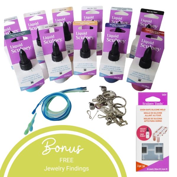 3D Jewelry Mold and Liquid Sculpey Bundle with Free Jewelry Findings
