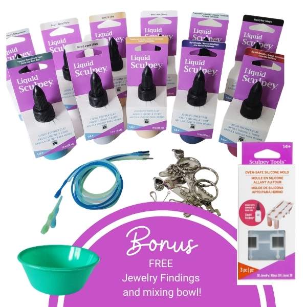 Liquid Sculpey Bundle with FREE bonus items and mixing bowl