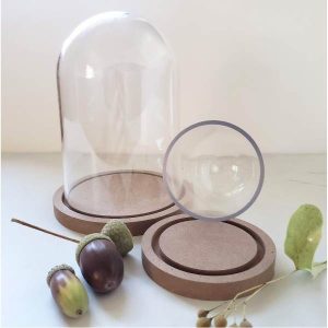 Clear Plastic Dome with Wood Base (Small)