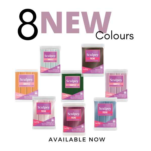 8 new polymer clay colours available in Canada now. 4 new Sculpey Premo colours and 4 new Sculpey Souffle colours