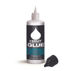 CERNIT GLUE for baked or unbaked polymer clay projects. Must be oven baked after application.