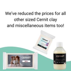 We are clearing out all 2oz Cernit brand polymer clay at 45% off. That's wholesale prices. All other Cernit products are also reduced.