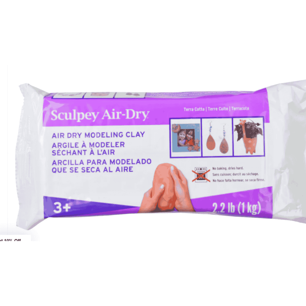 Sculpey Air Dry Clay 2.2lbs 1kg size package available in Bright White and terra Cotta