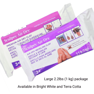 Sculpey Air Dry Clay 2.2lbs 1kg size package available in Bright White and terra Cotta
