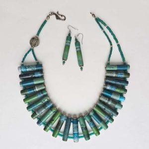 Original polymer clay necklaces and earrings created by Wendy Weaver Orlowski for her 2012 Art Jewelry Magazine feature.