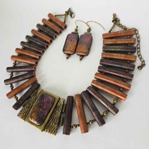 Original polymer clay necklaces and earrings created by Wendy Weaver Orlowski for her 2012 Art Jewelry Magazine feature.