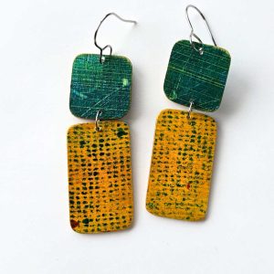 2 Stack No. 3 hand-painted wood earrings with original mark-making