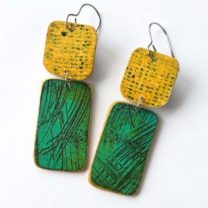 2 Stack No. 4 hand-painted wood earrings with original mark-making