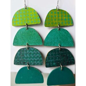 Hand-painted wood earrings with original mark-making.