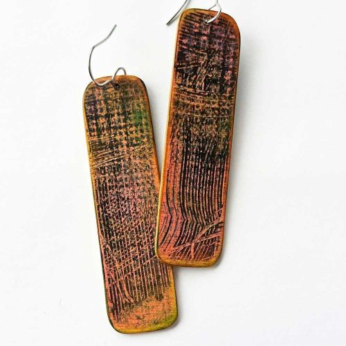 Column No. 1 hand-painted wood earrings with original mark-making