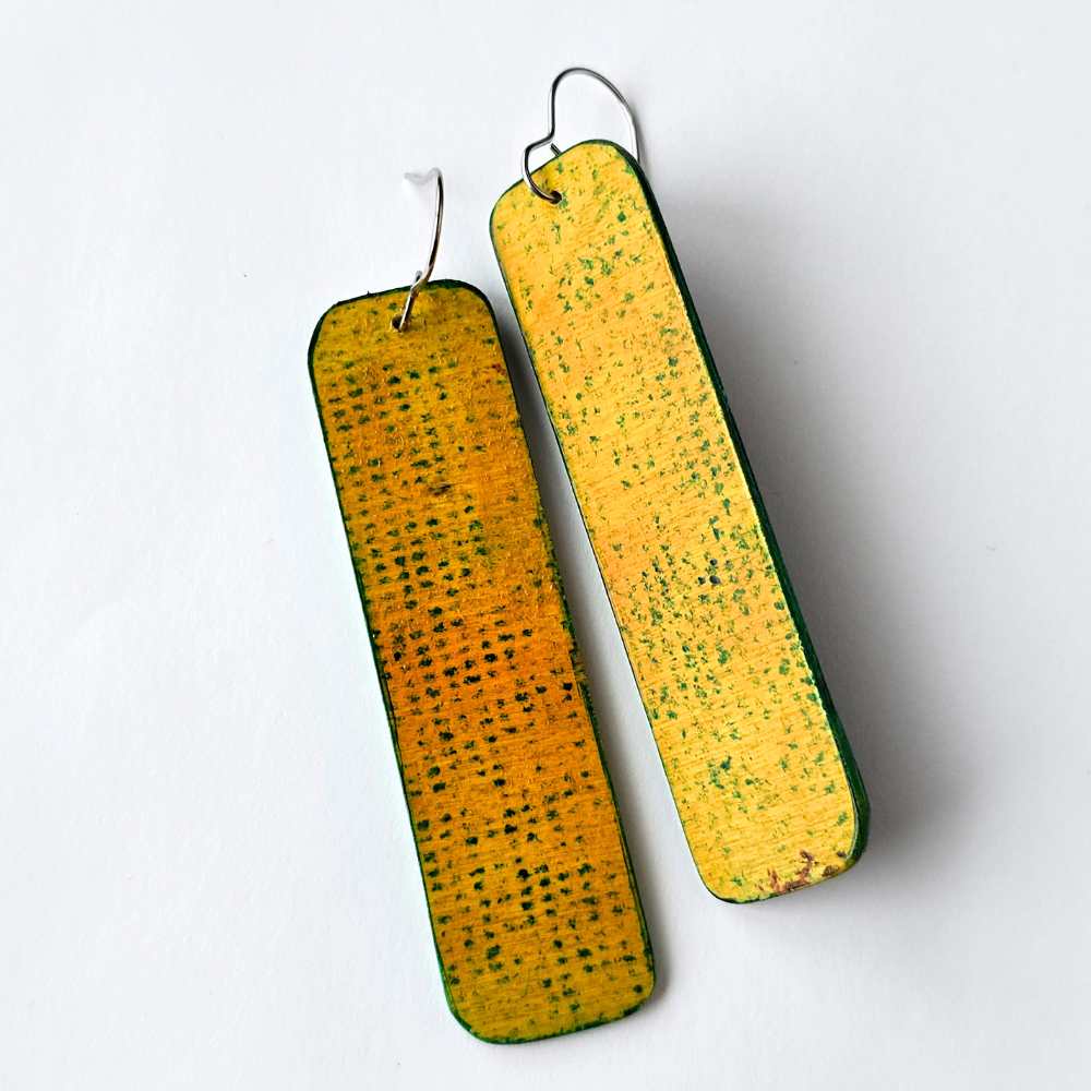 Column No. 2 hand-painted wood earrings with original mark-making