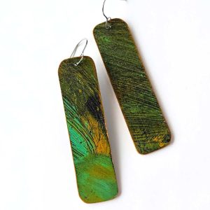 Column No. 4 hand-painted wood earrings with original mark-making