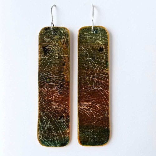 Column No. 5 hand-painted wood earrings with original mark-making