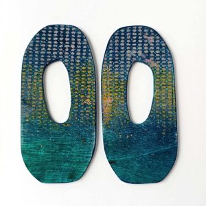 Portal No. 4 hand-painted wood earrings with original mark-making.