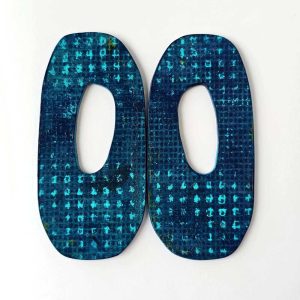 Portal No. 5 hand-painted wood earrings with original mark-making.