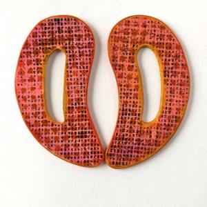 Wave No. 2 hand-painted wood earrings with original mark-making.