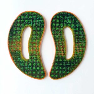 Wave No. 5 hand-painted wood earrings with original mark-making.