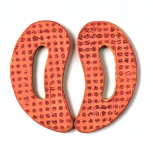 Wave No. 6 hand-painted wood earrings with original mark-making.