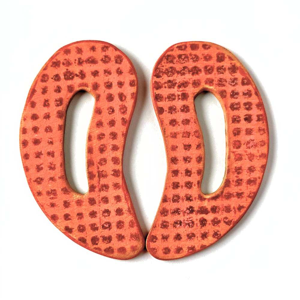 Wave No. 6 hand-painted wood earrings with original mark-making.