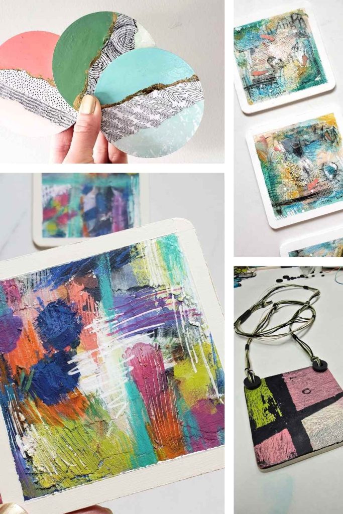 a collage of images showing how many different ways thin wood blanks caan be used as creative art