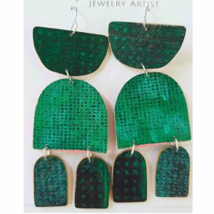 Hand painted earrings on wood base Matrix-020