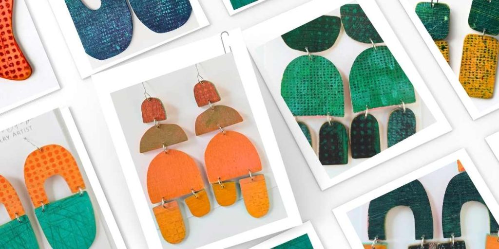 several colourful pairs of handmade jewelry